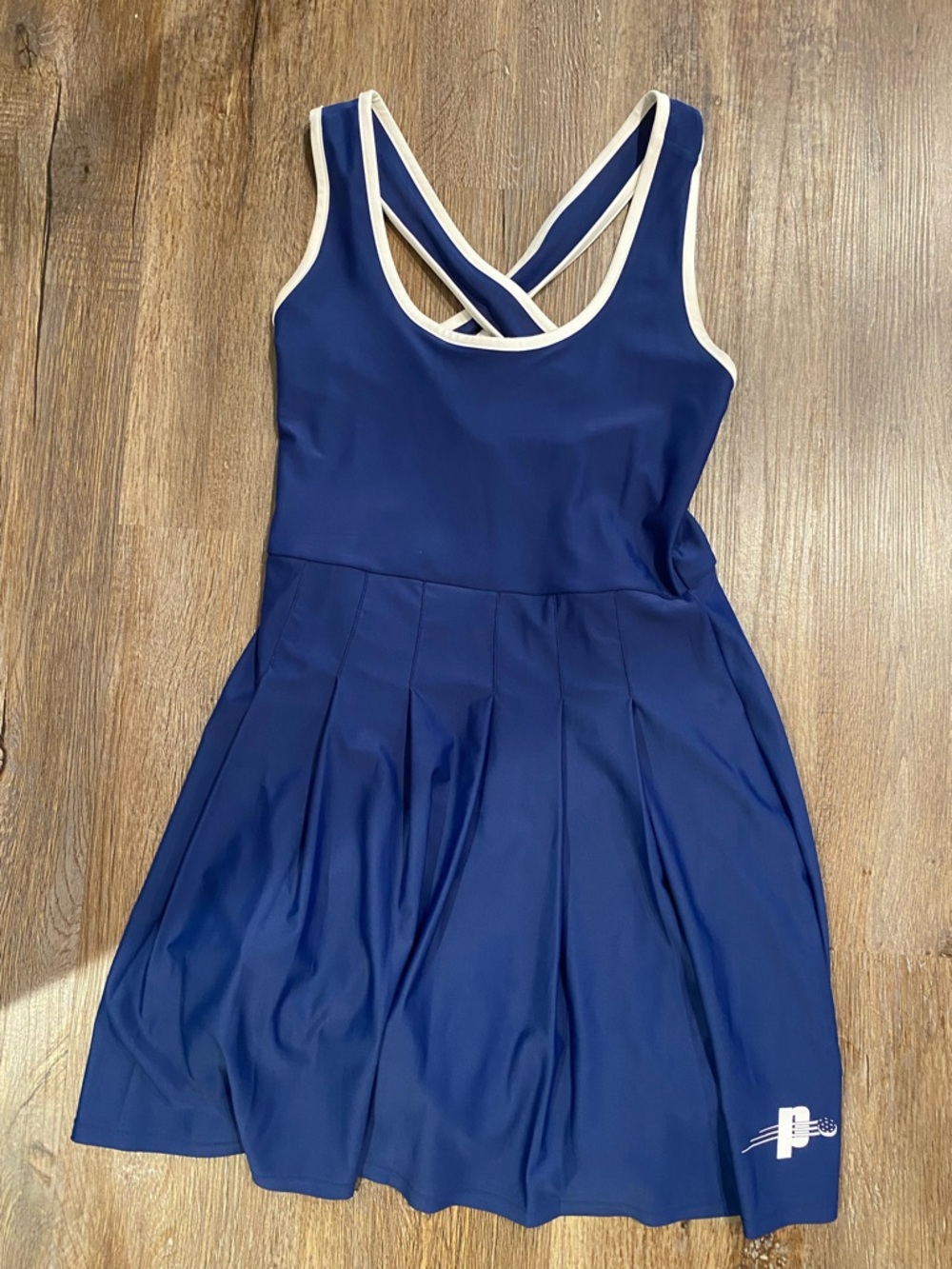 Navy Athletic Skater Dress with White Trim